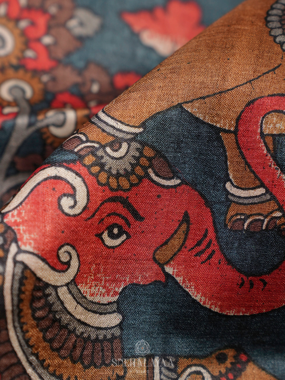 Peacock Blue Tussar Saree