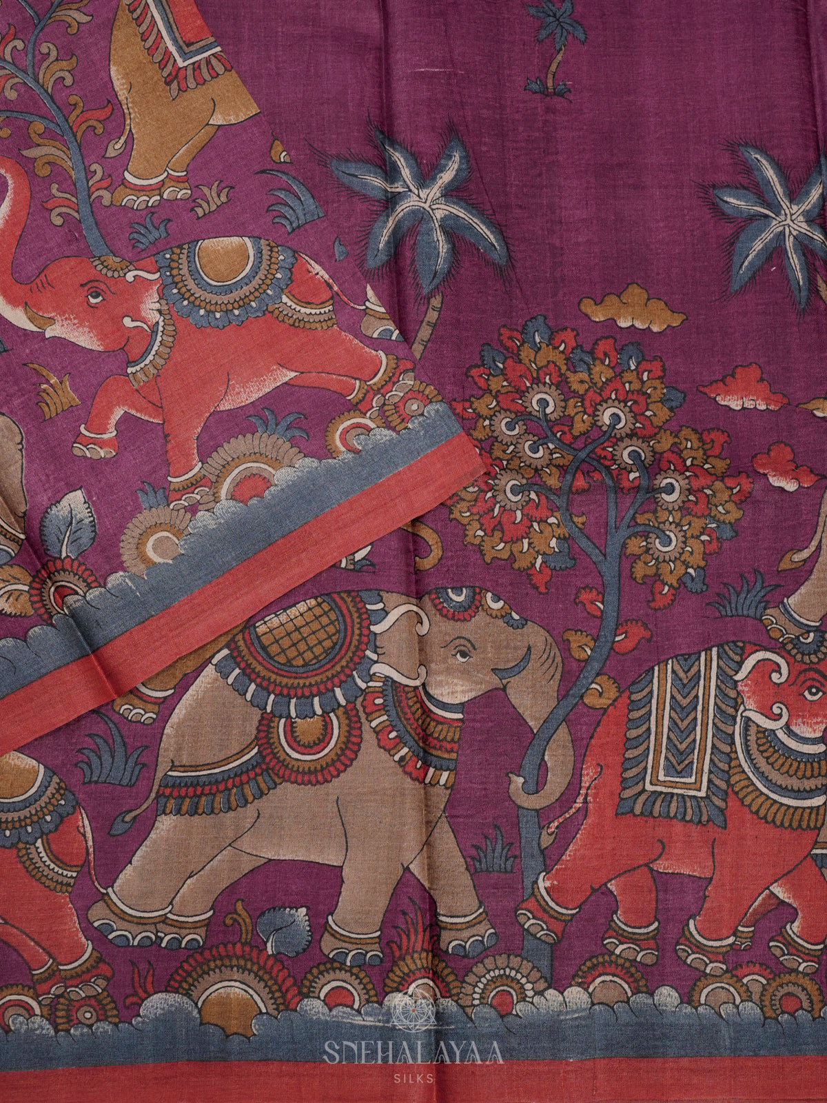 Magenta Tussar Saree