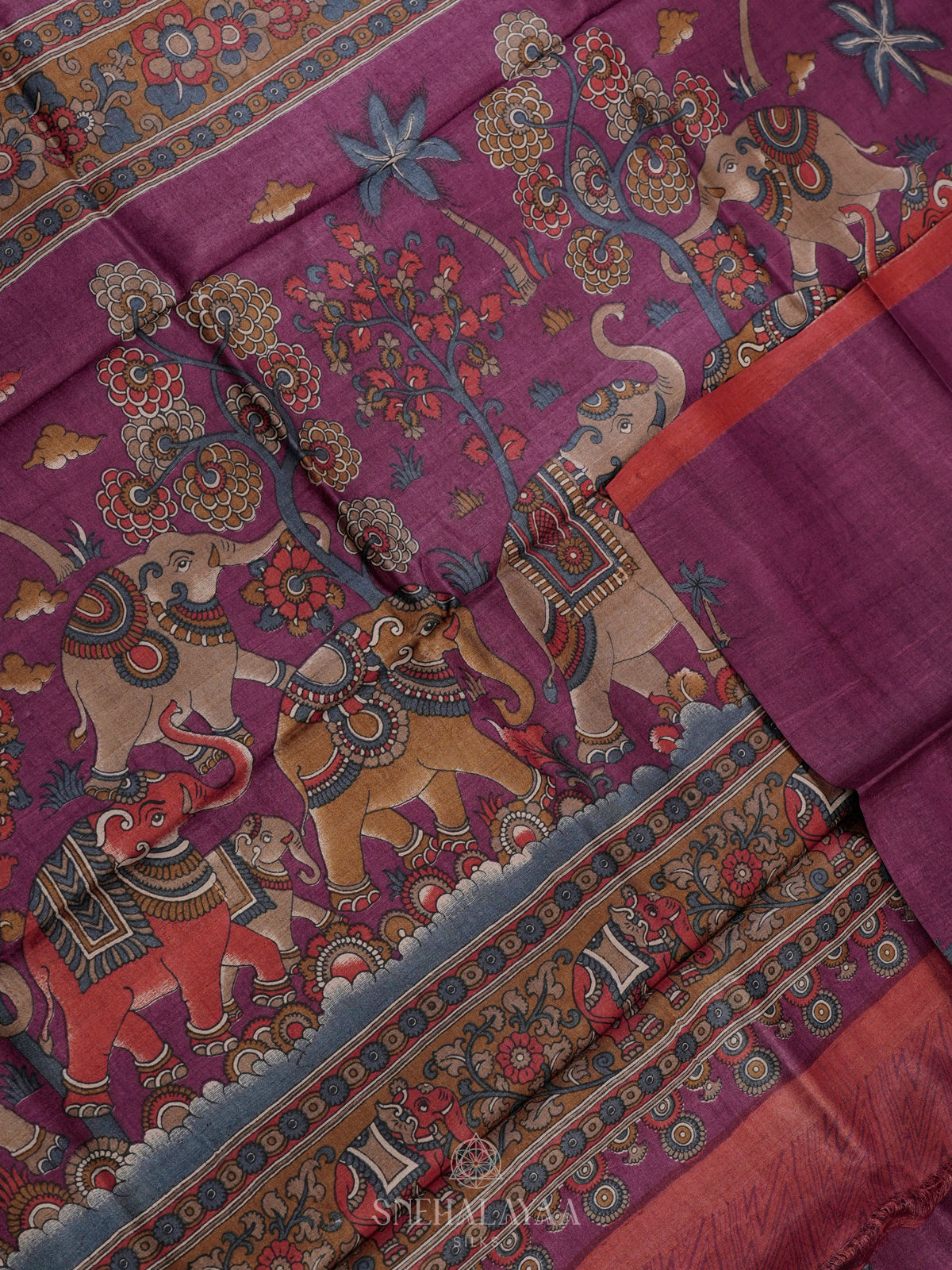 Magenta Tussar Saree