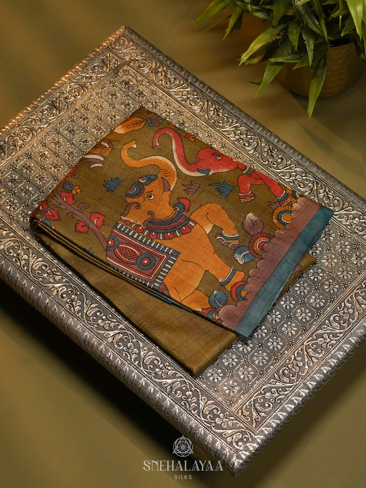 Brown Tussar Saree