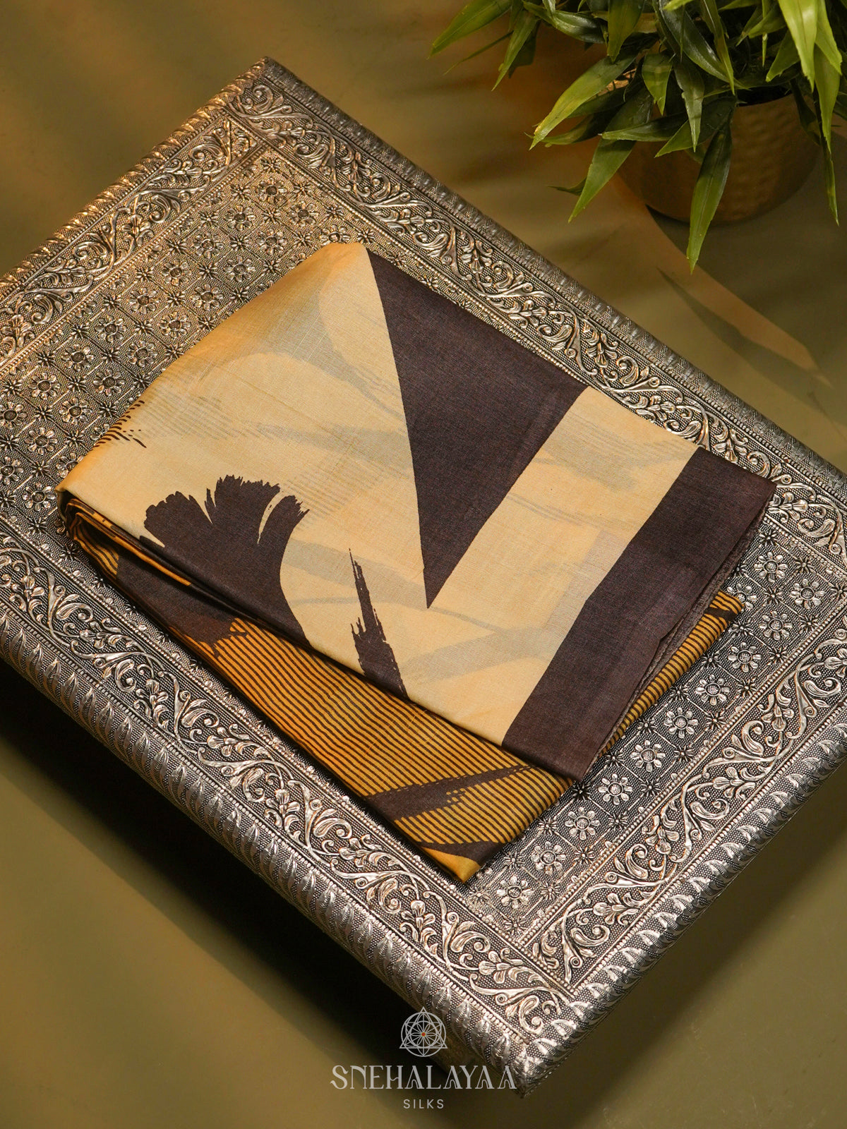 Pale Yellow Tussar Saree