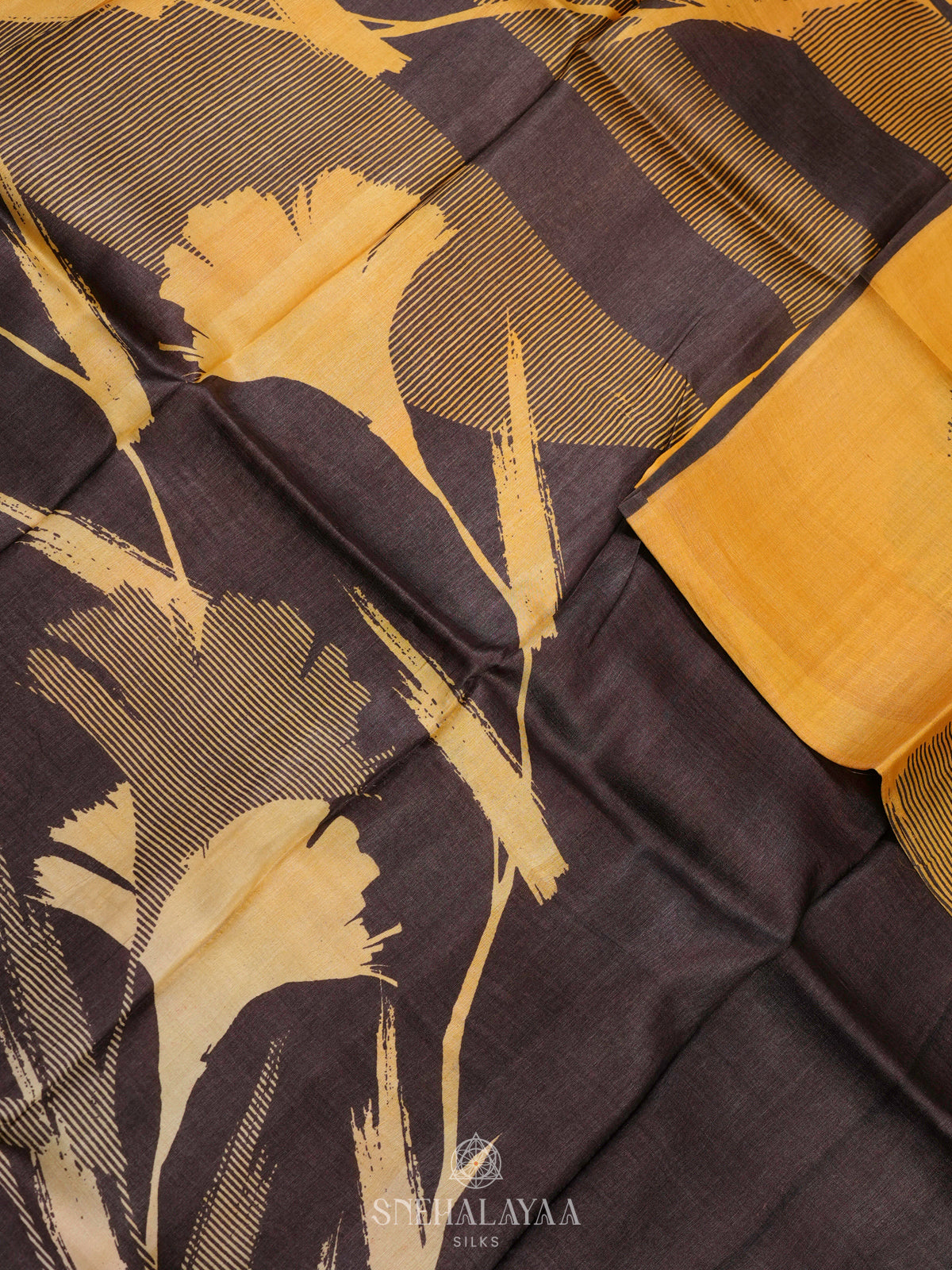 Pale Yellow Tussar Saree