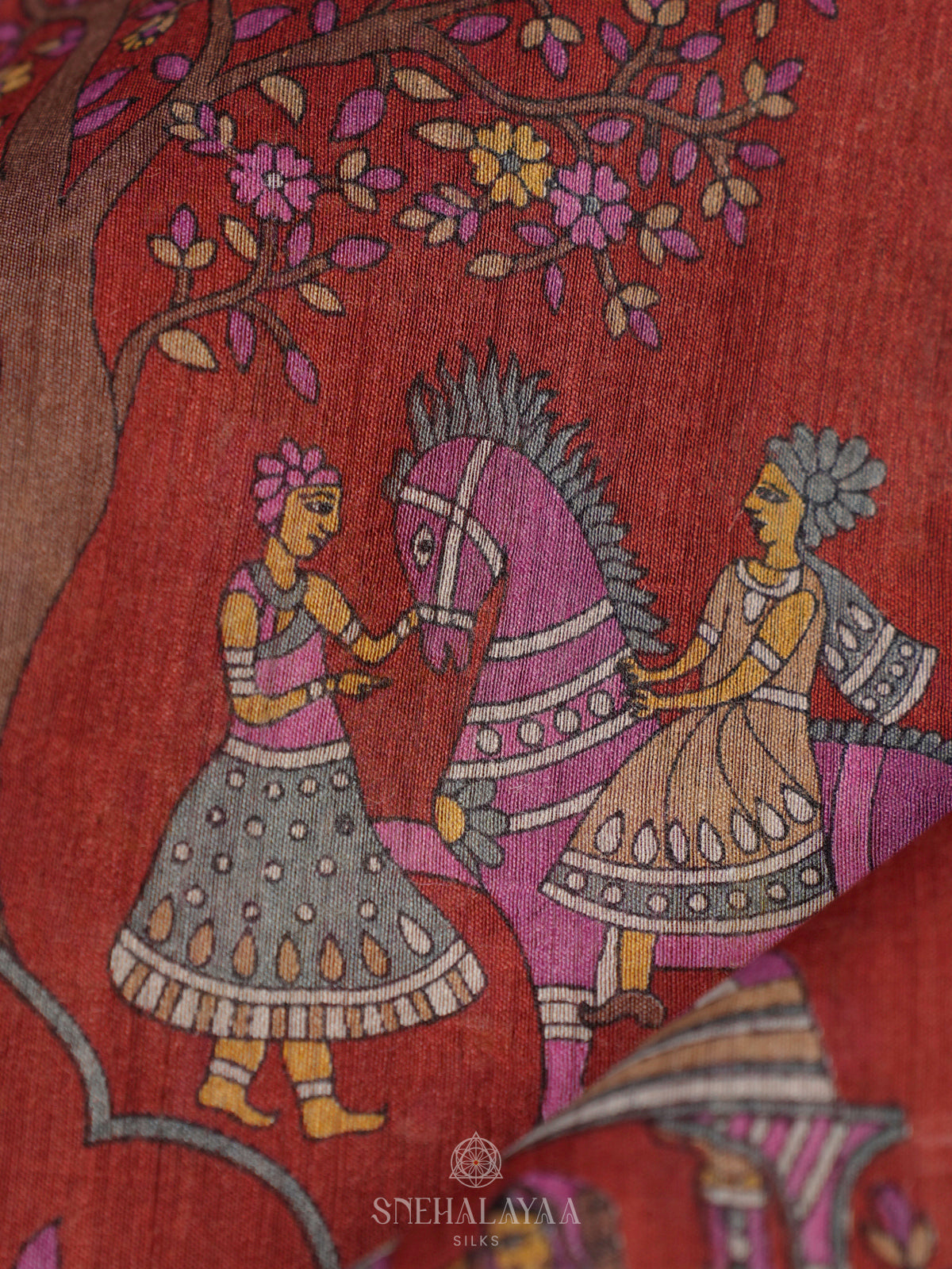 Maroon Tussar Saree