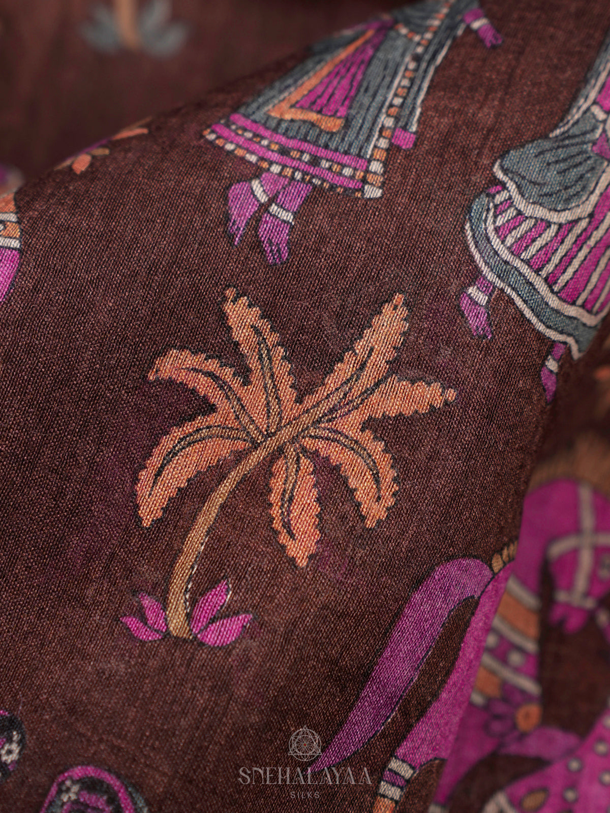 Maroon Tussar Saree