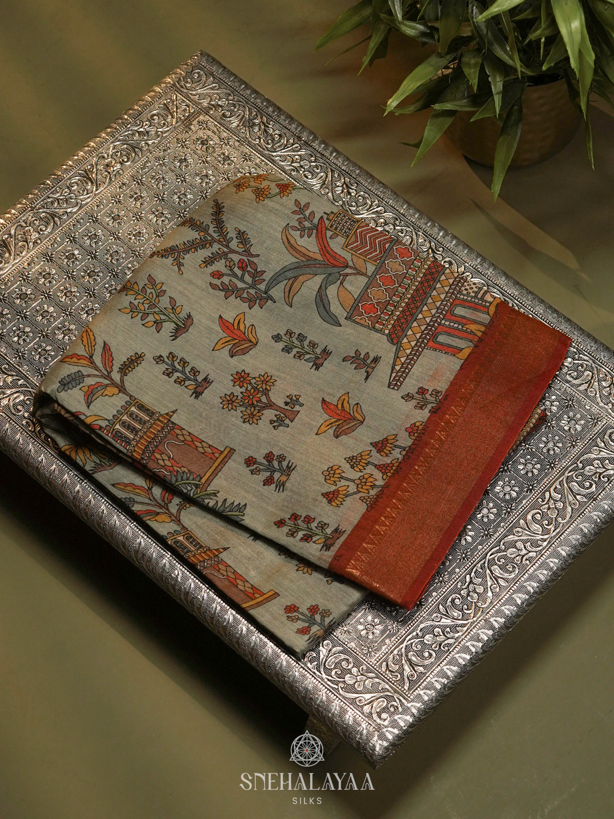 Grey Tussar Saree