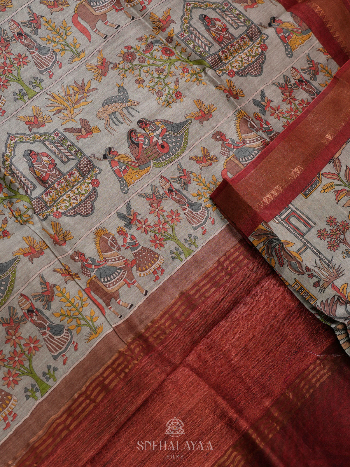 Grey Tussar Saree
