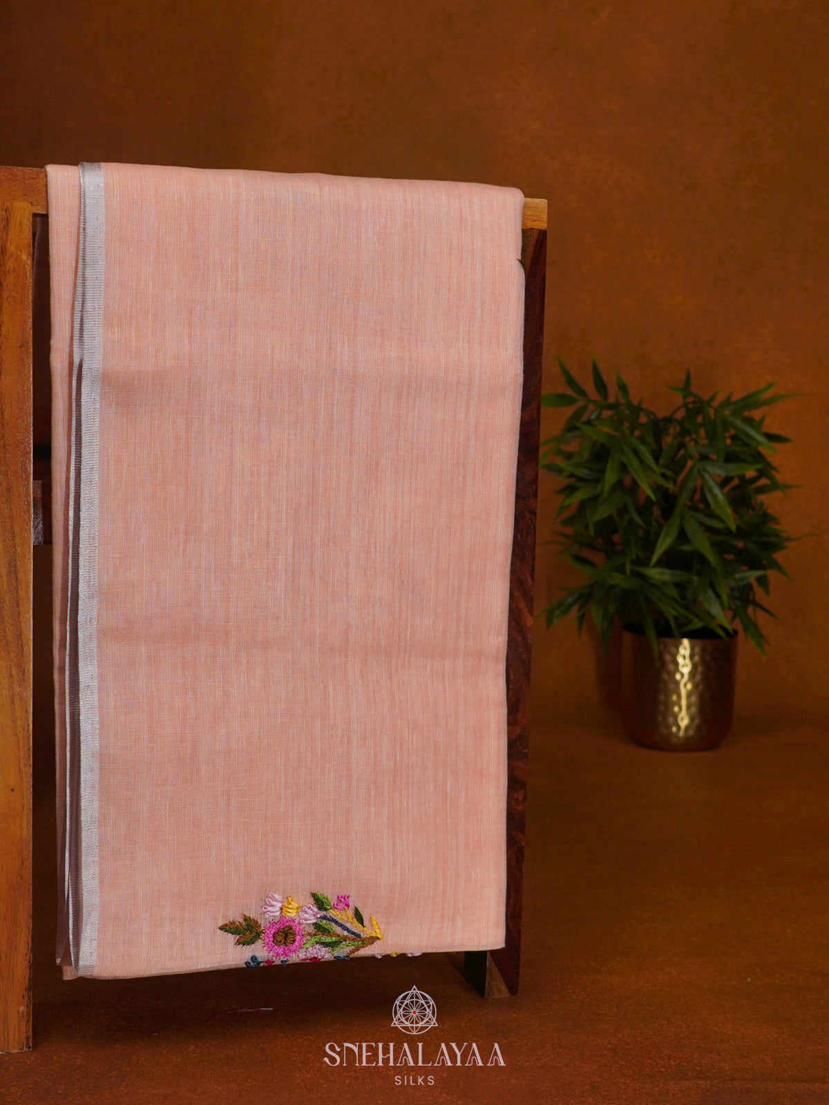 Peach Linen Saree