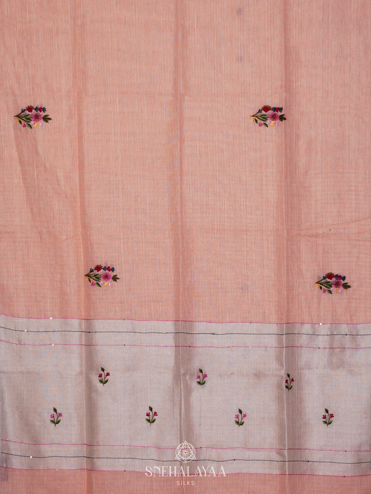Peach Linen Saree