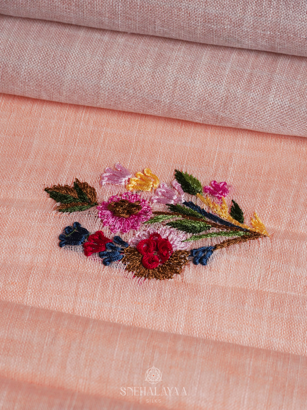 Peach Linen Saree