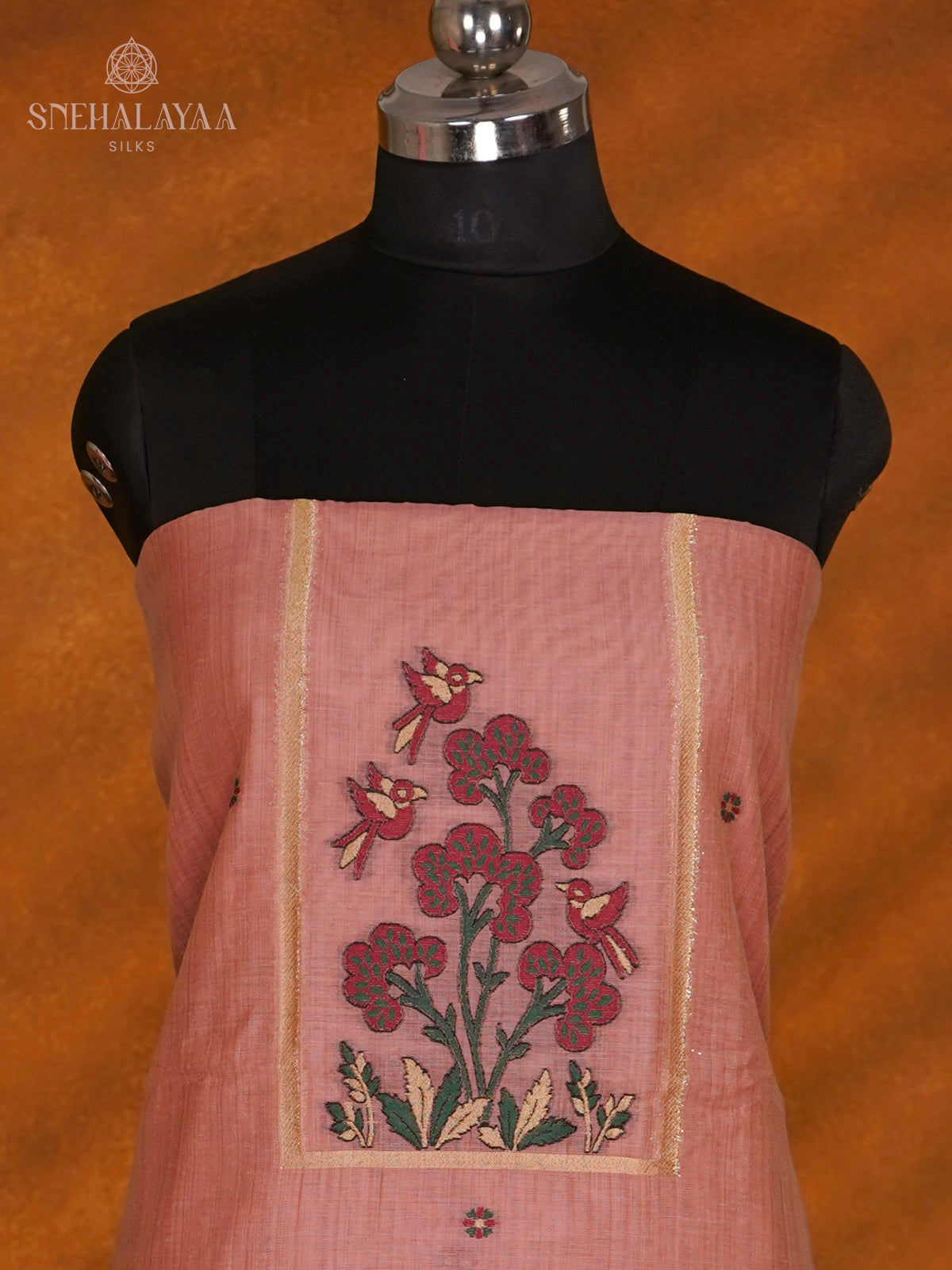 Peach Munga Cotton 3-Piece Salwar Suit Material