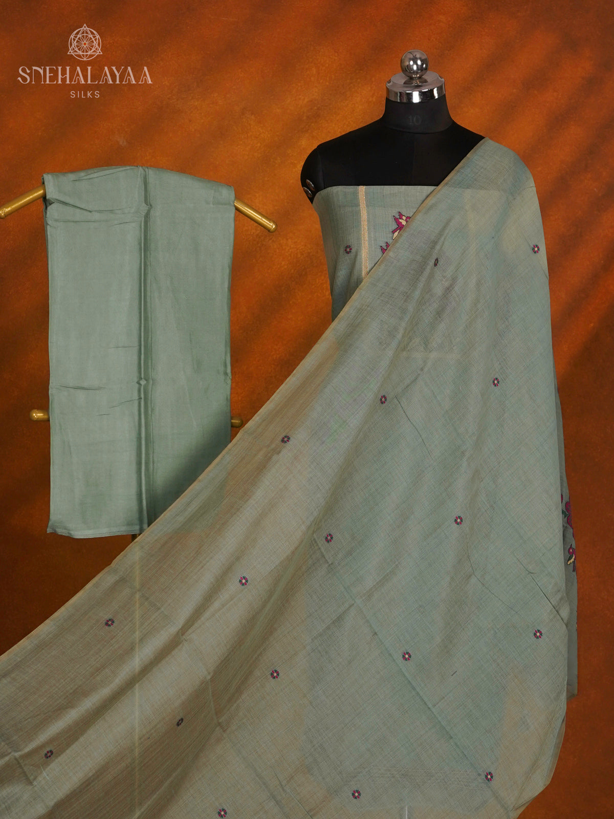 Teal Green Munga Cotton 3-Piece Salwar Suit Material