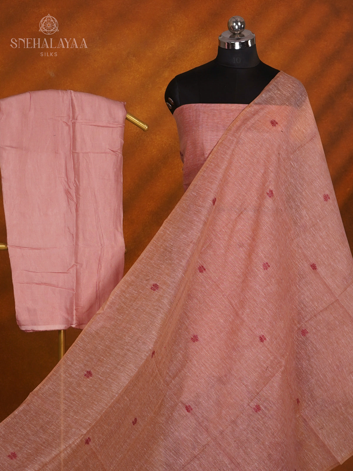 Peach Munga Cotton 3-Piece Salwar Suit Material