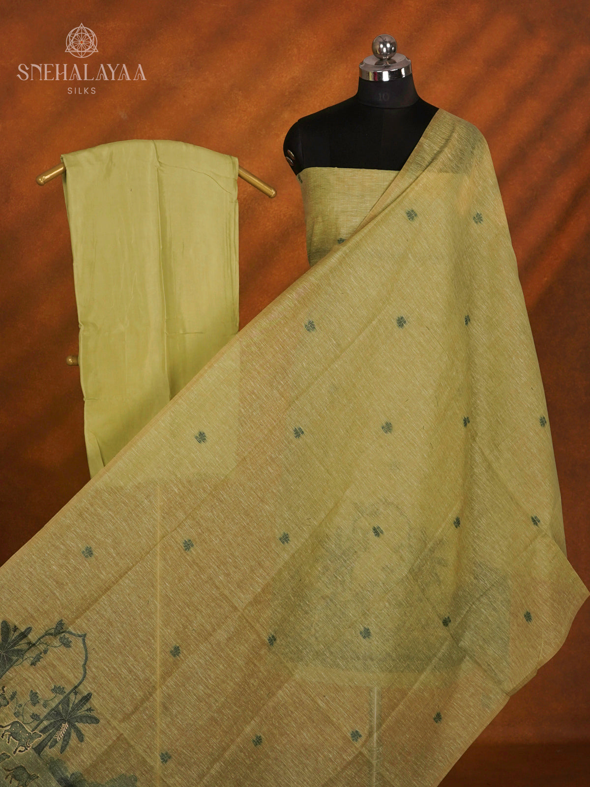 Lime Green Munga Cotton 3-Piece Salwar Suit Material