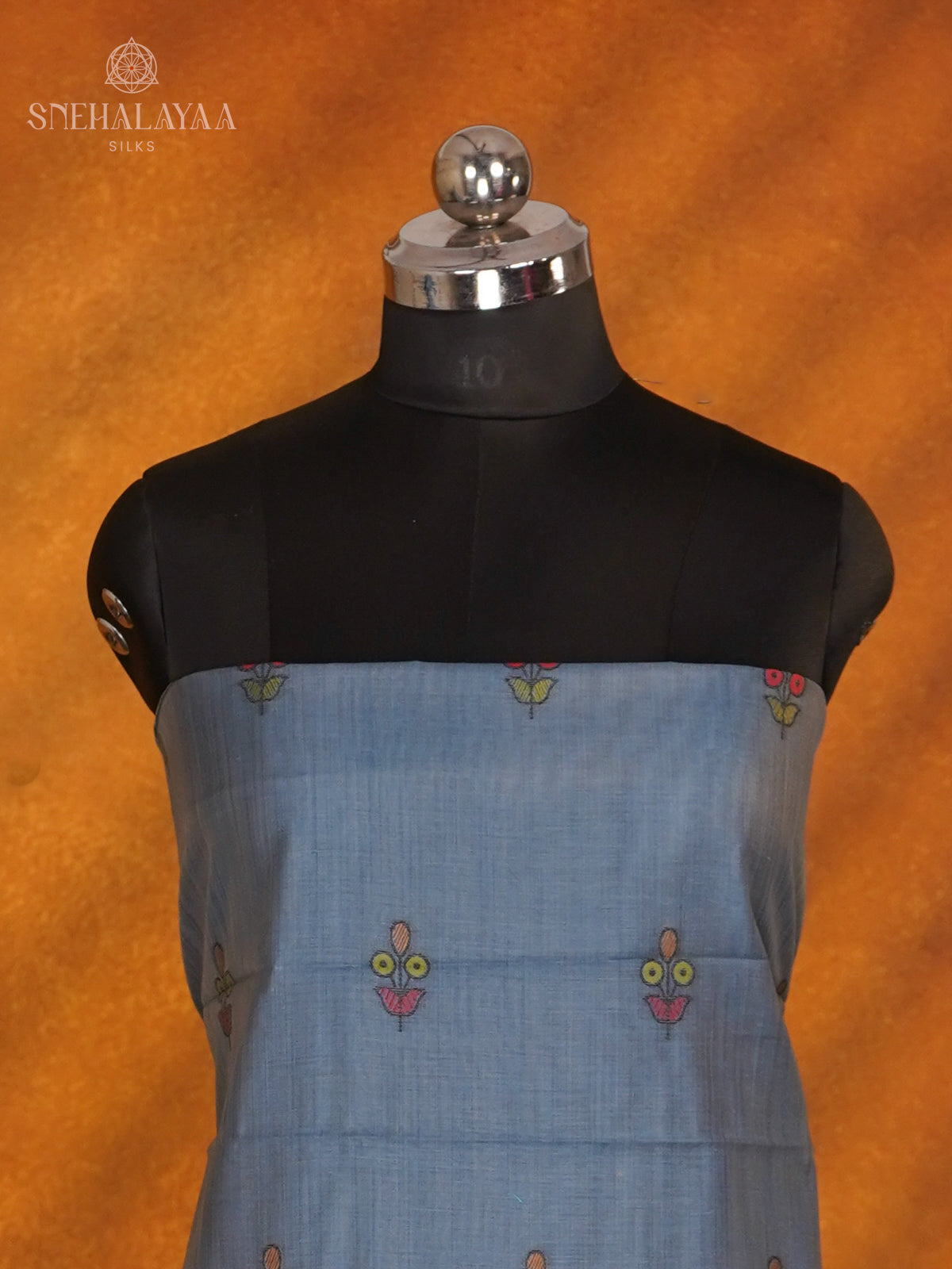 Blue Munga Cotton 3-Piece Salwar Suit Material