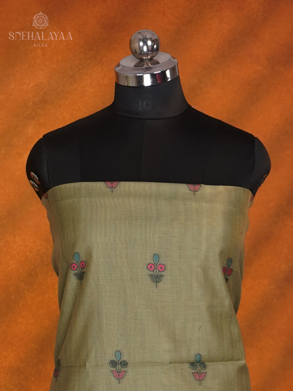 Olive Green Munga Cotton 3-Piece Salwar Suit Material