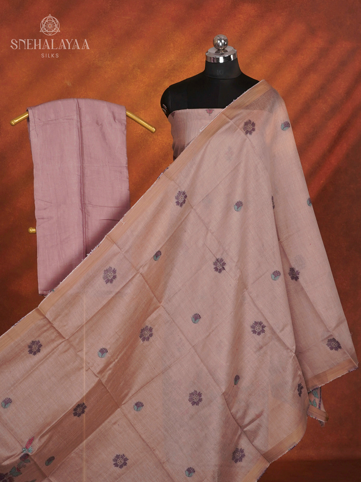 Pale Pink Munga Cotton 3-Piece Salwar Suit Material