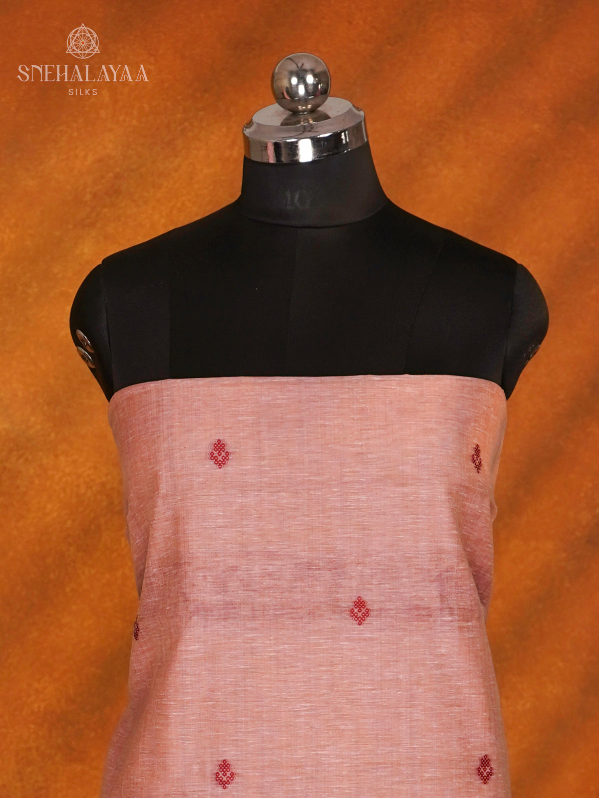 Peach Munga Cotton 3-Piece Salwar Suit Material
