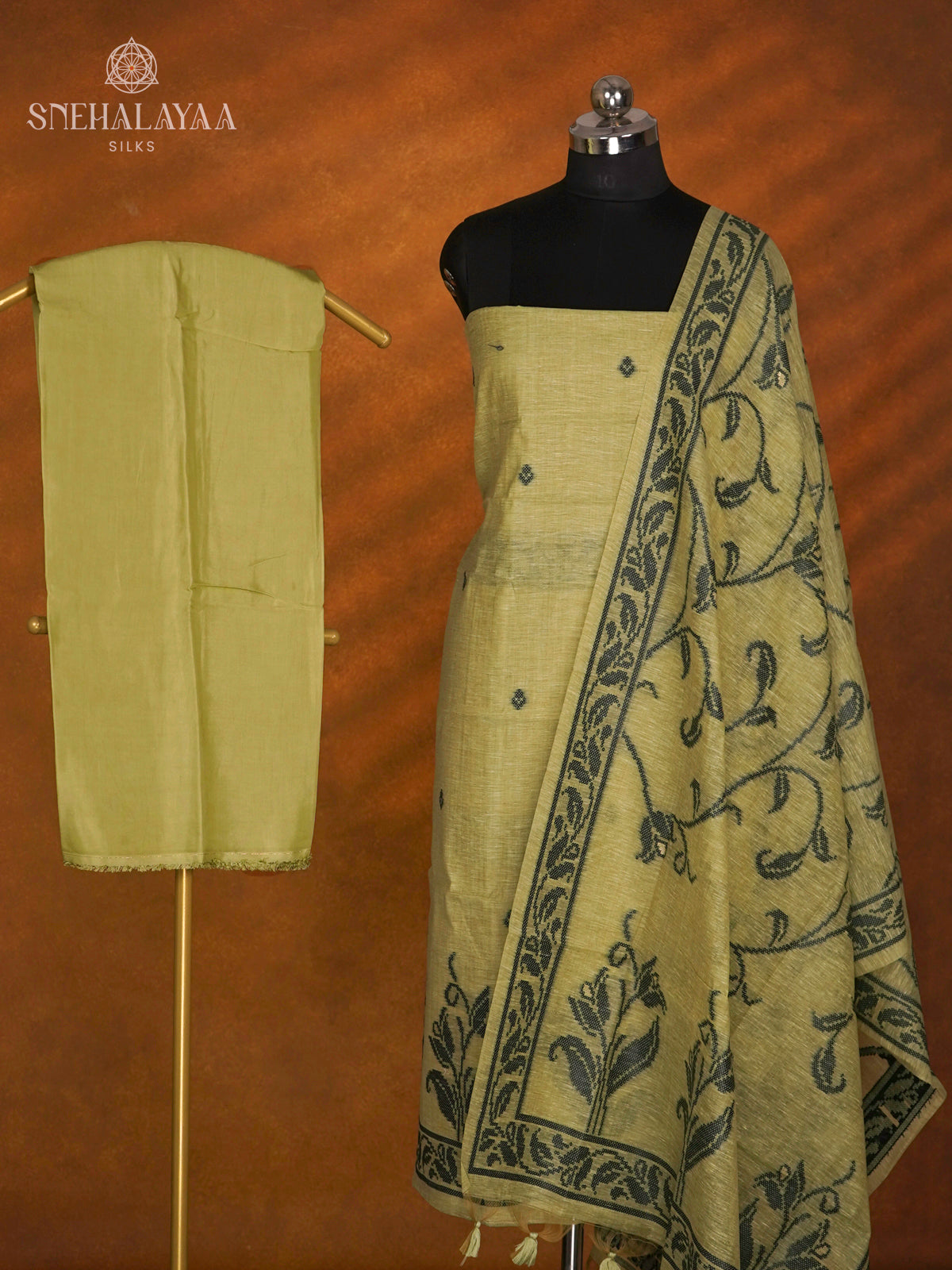 Lime Green Munga Cotton 3-Piece Salwar Suit Material