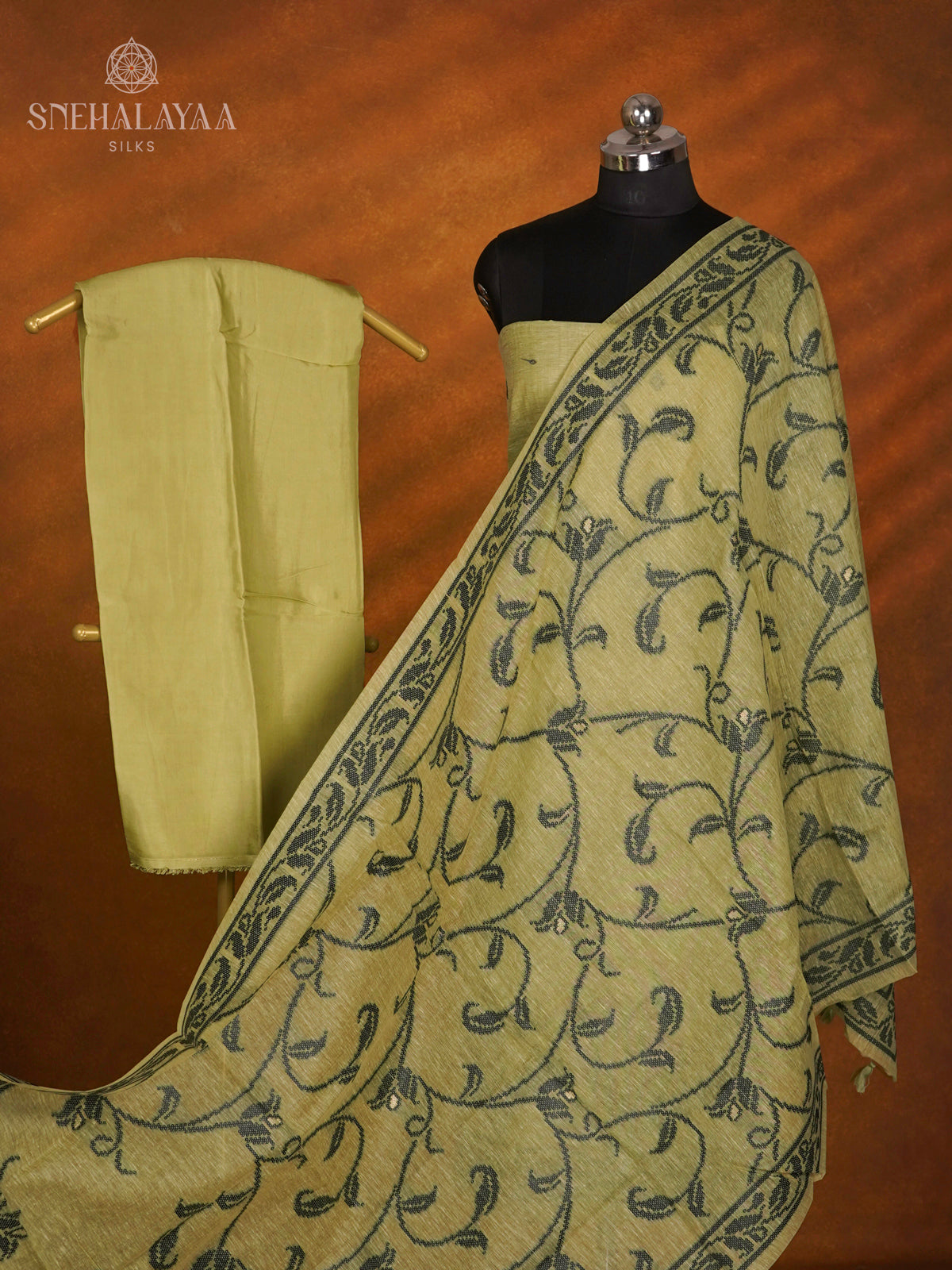 Lime Green Munga Cotton 3-Piece Salwar Suit Material