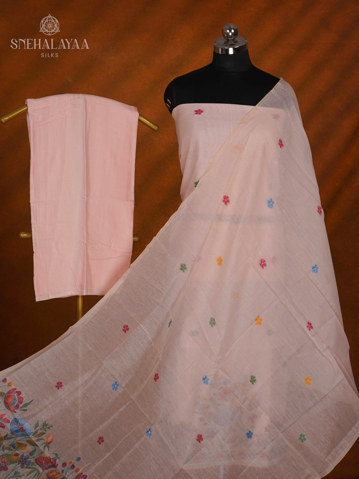 Pale Pink Munga Cotton 3-Piece Salwar Suit Material