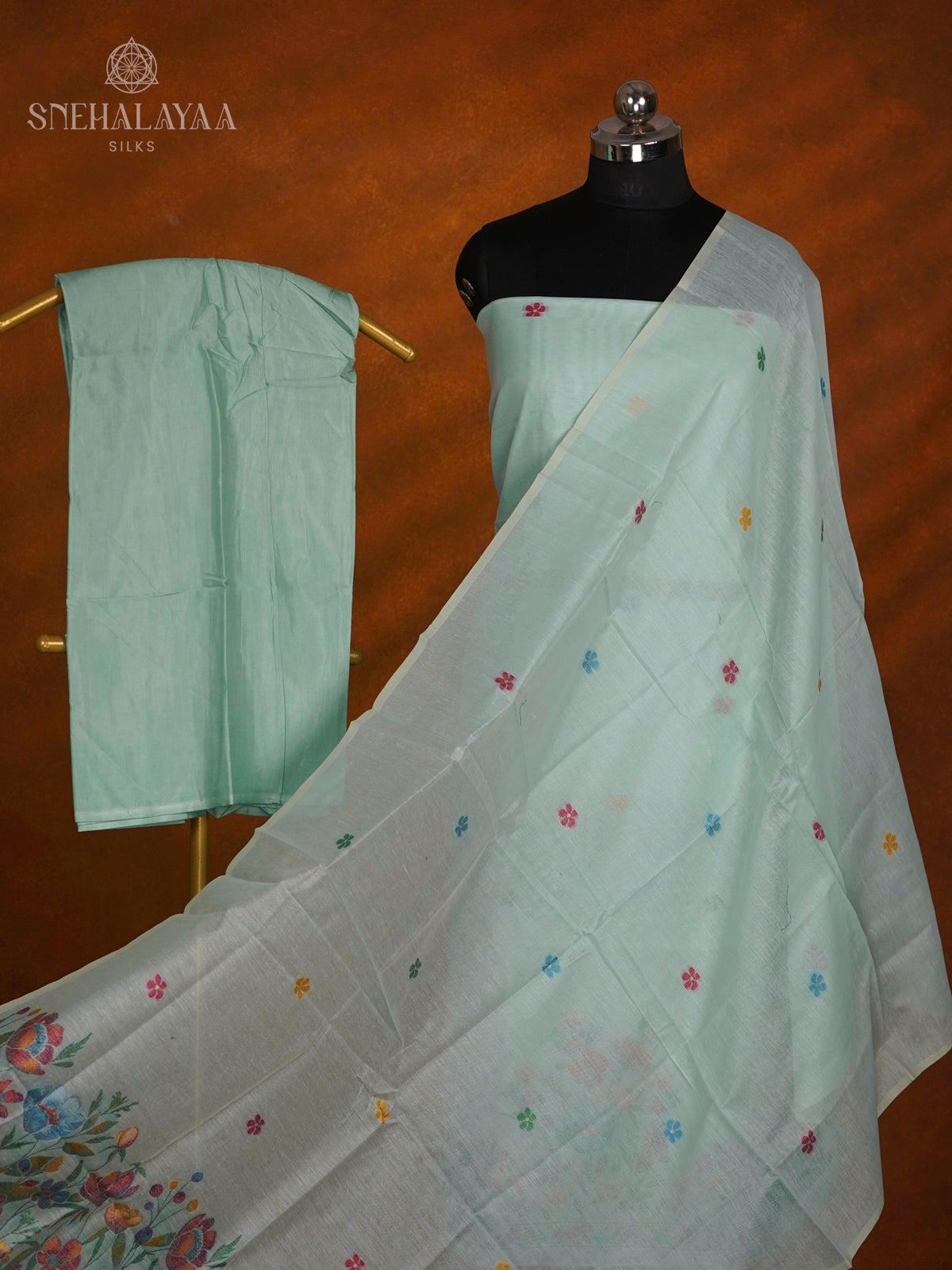 Pistachio Green Munga Cotton 3-Piece Salwar Suit Material