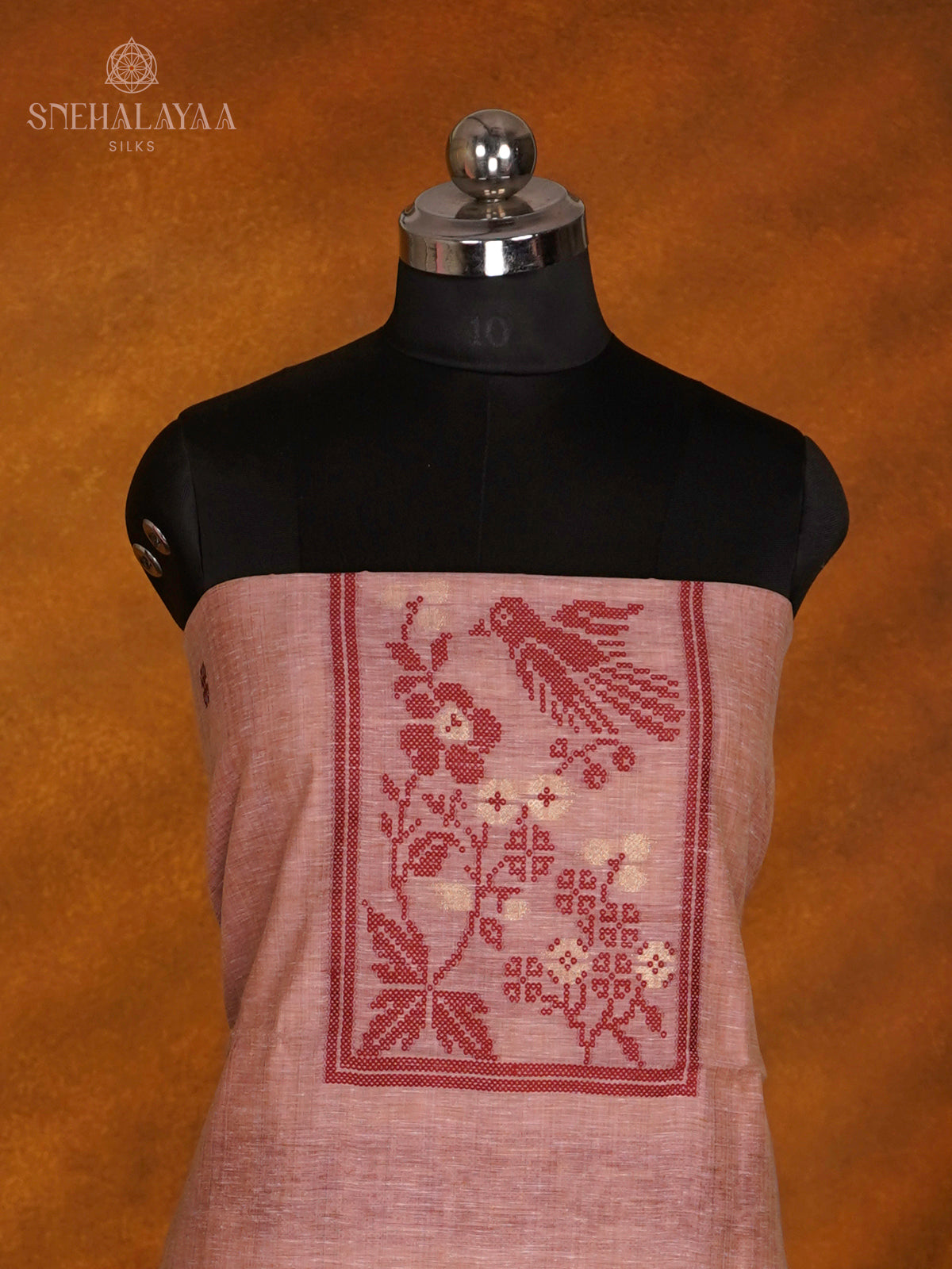 Peach Munga Cotton 3-Piece Salwar Suit Material