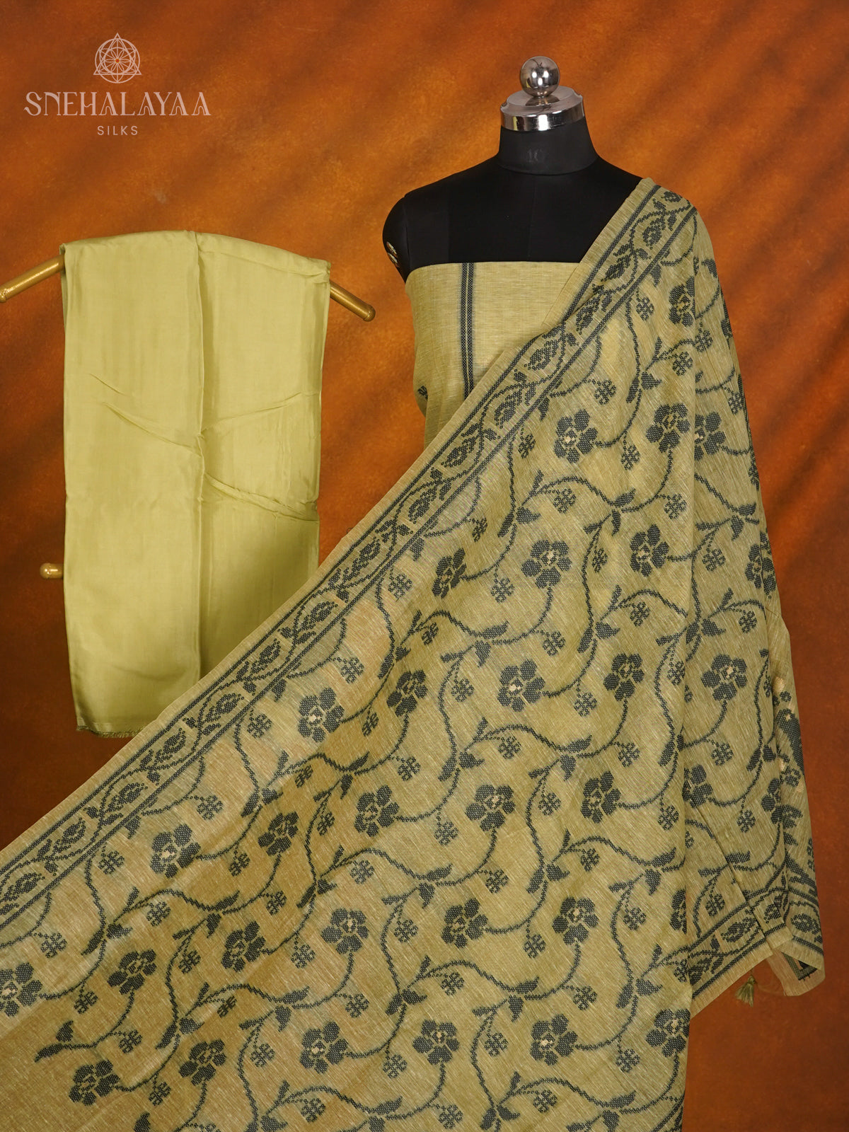 Lime Green Munga Cotton 3-Piece Salwar Suit Material