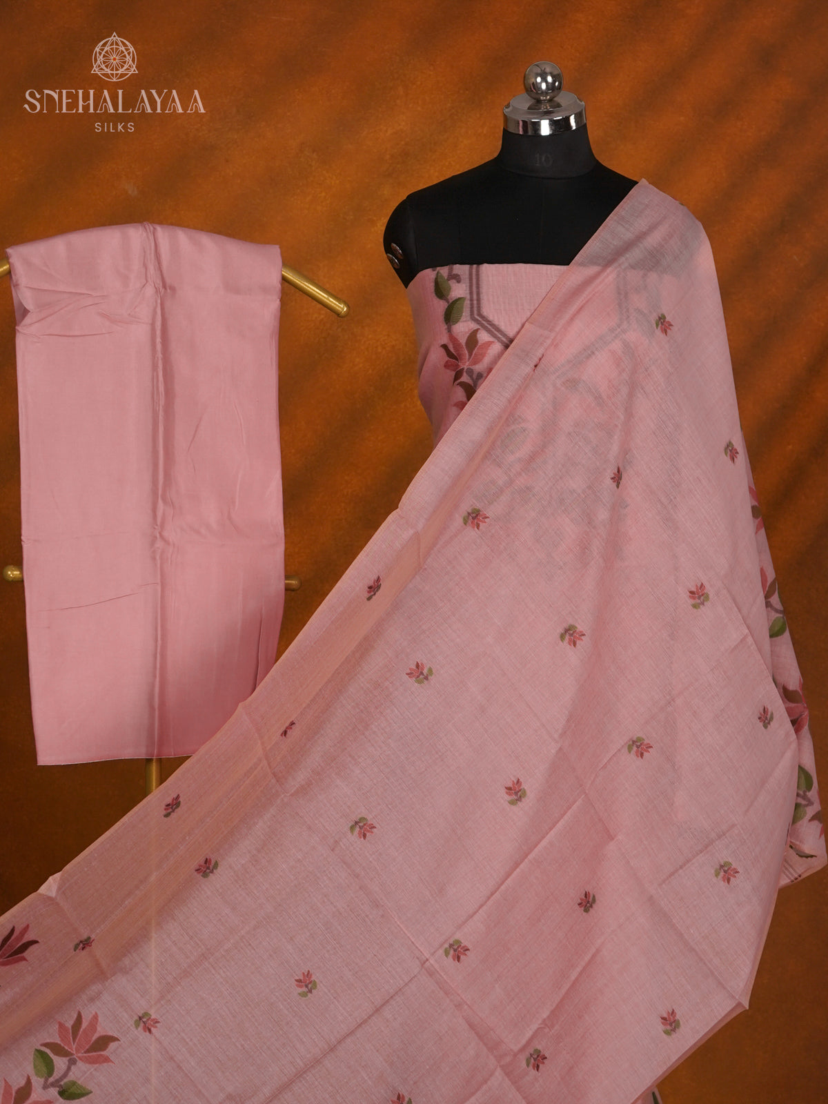 Pink Munga Cotton 3-Piece Salwar Suit Material
