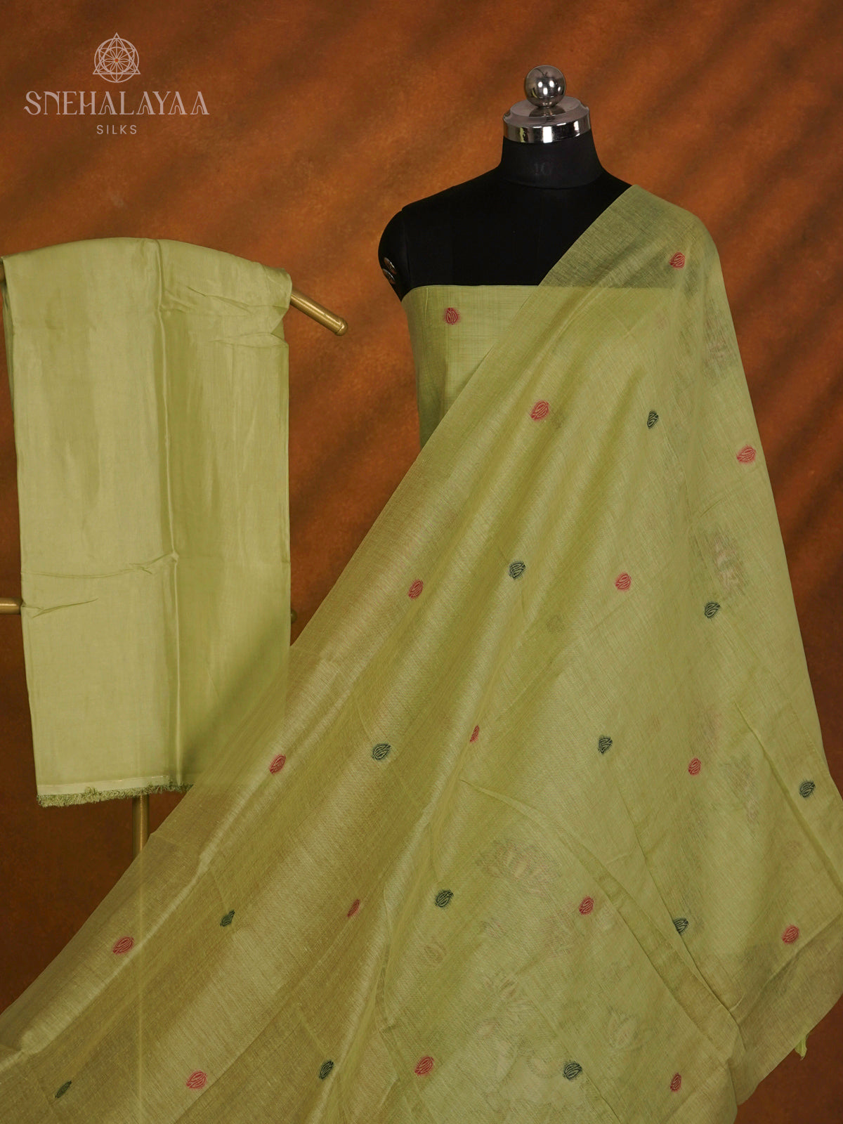 Lime Green Munga Cotton 3-Piece Salwar Suit Material