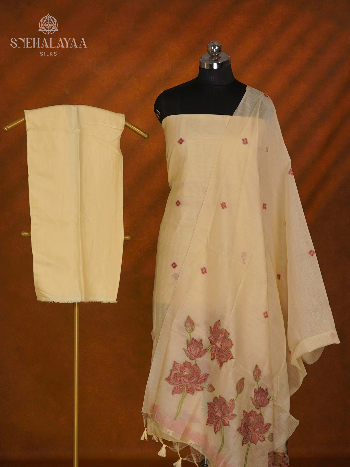 Pale Yellow Munga Cotton 3-Piece Salwar Suit Material