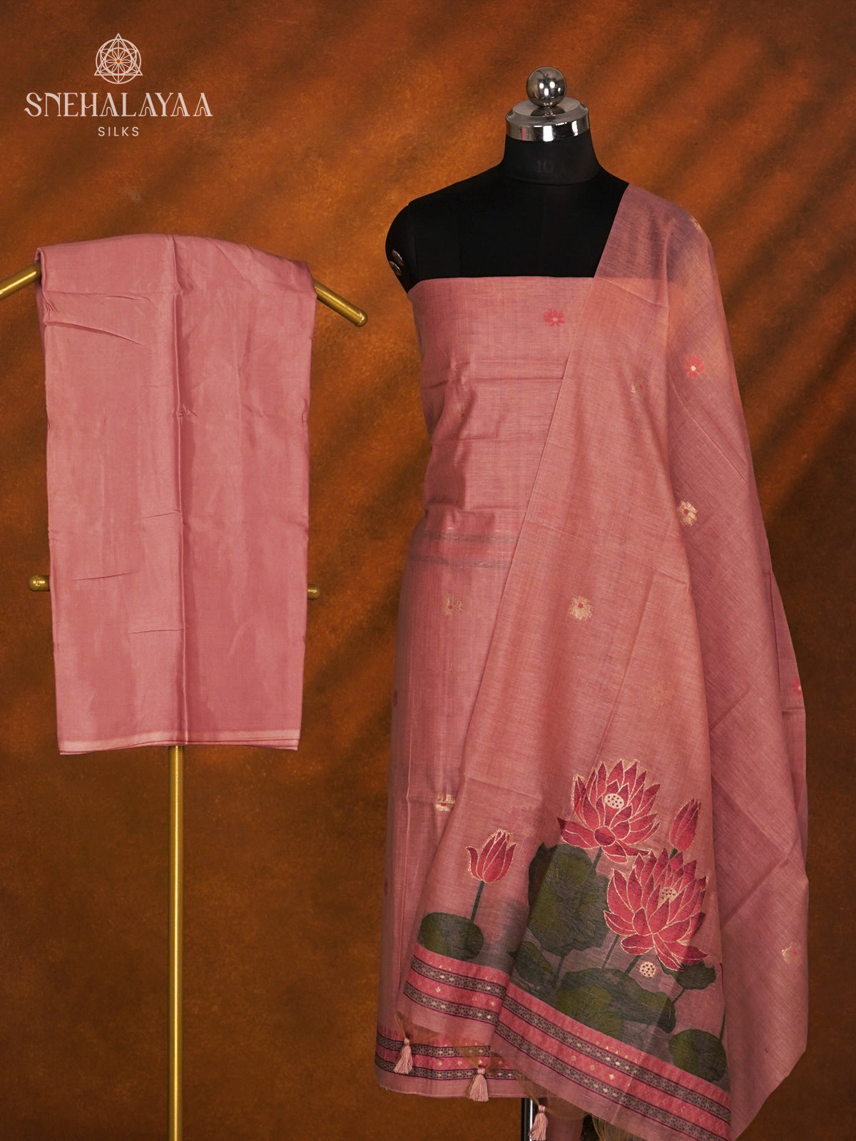 Salmon Peach Munga Cotton 3-Piece Salwar Suit Material