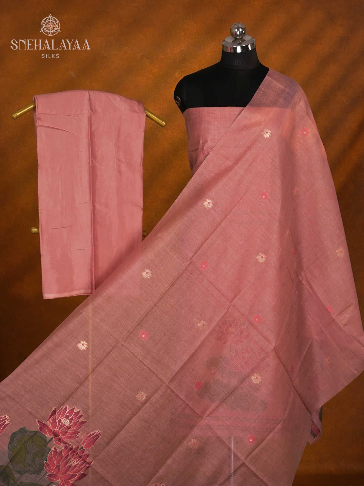 Salmon Peach Munga Cotton 3-Piece Salwar Suit Material