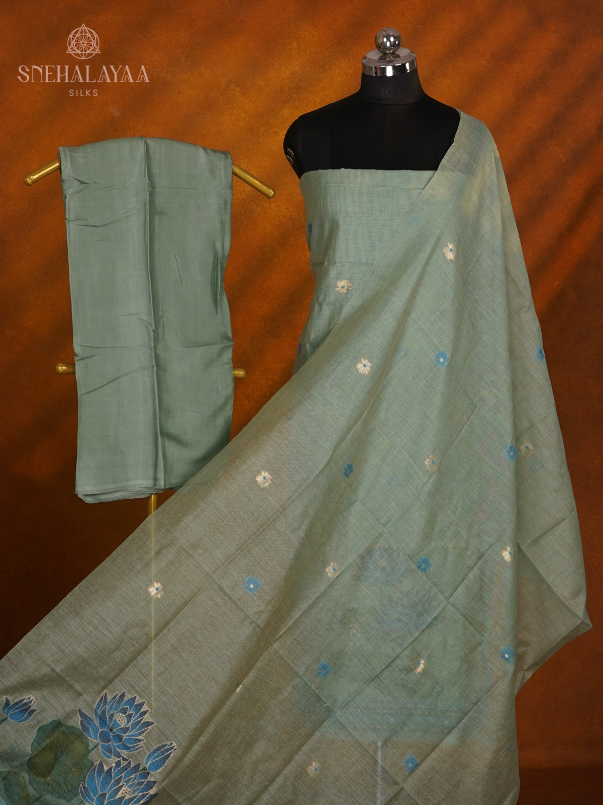 Teal Green Munga Cotton 3-Piece Salwar Suit Material