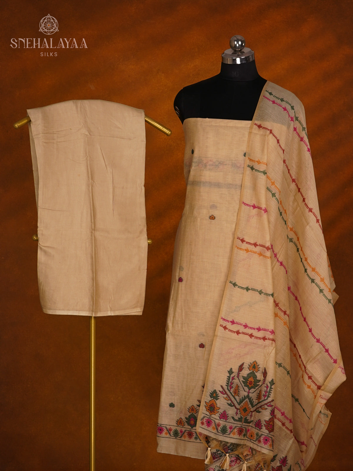 Pale Yellow Munga Cotton 3-Piece Salwar Suit Material