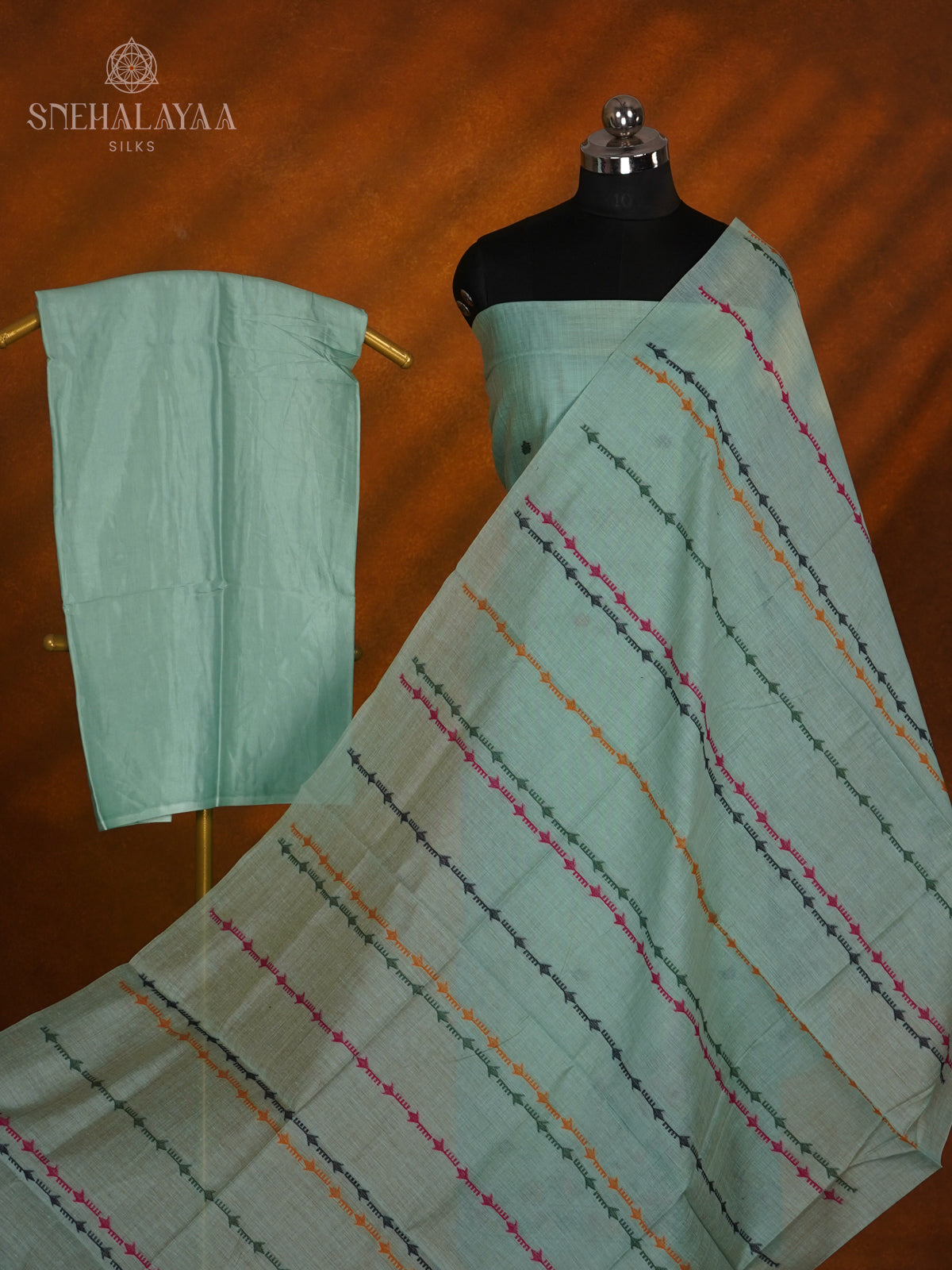 Teal Green Munga Cotton 3-Piece Salwar Suit Material