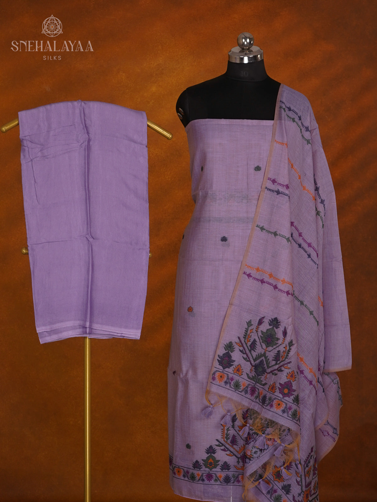 Purple Munga Cotton 3-Piece Salwar Suit Material