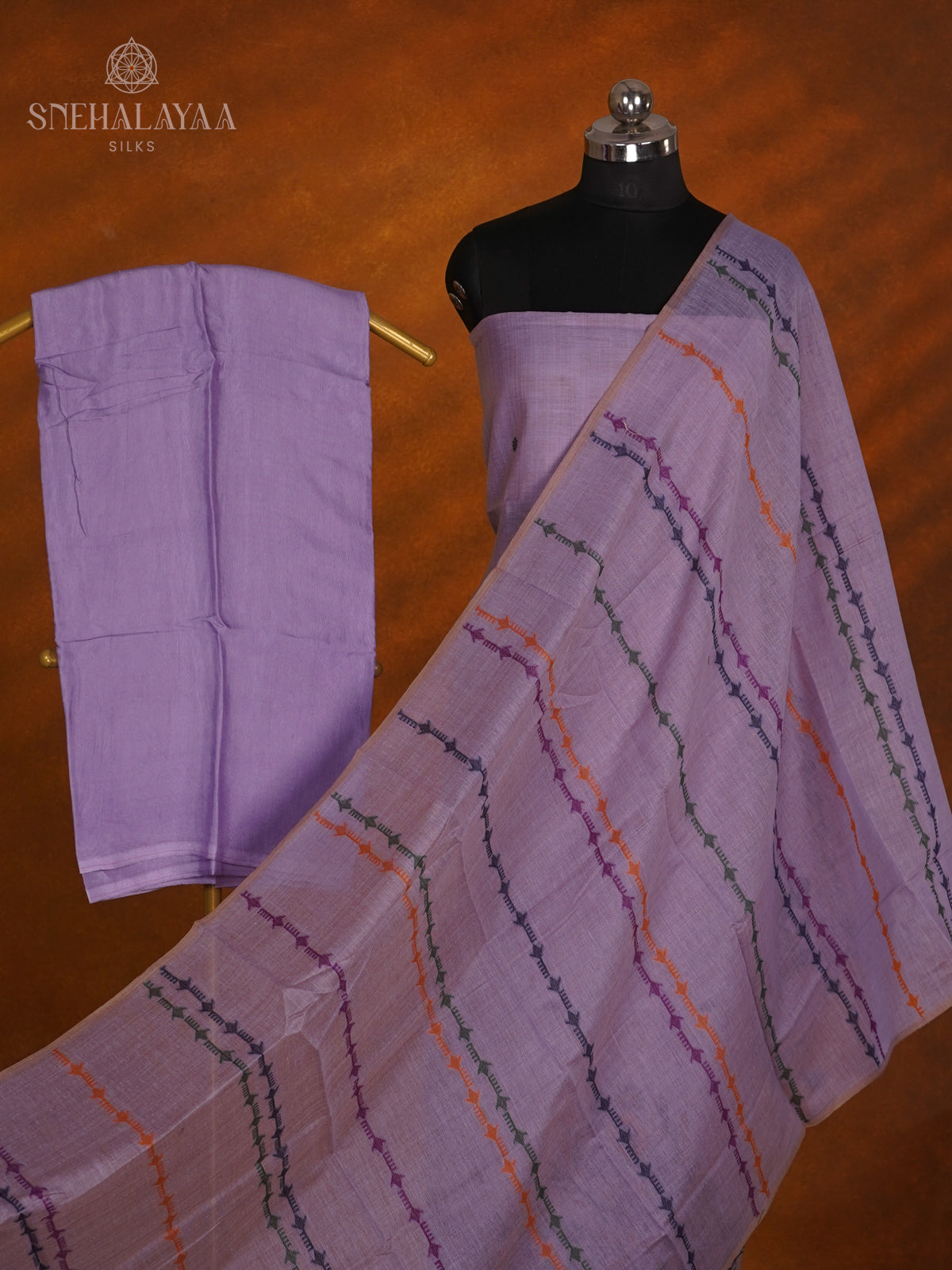 Purple Munga Cotton 3-Piece Salwar Suit Material