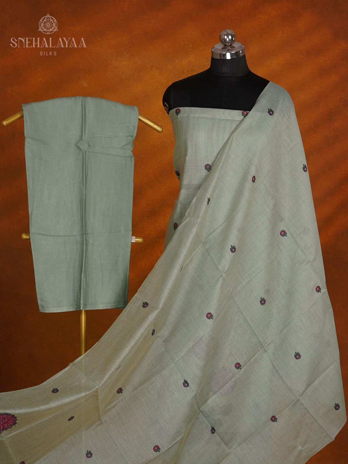 Teal Green Munga Cotton 3-Piece Salwar Suit Material