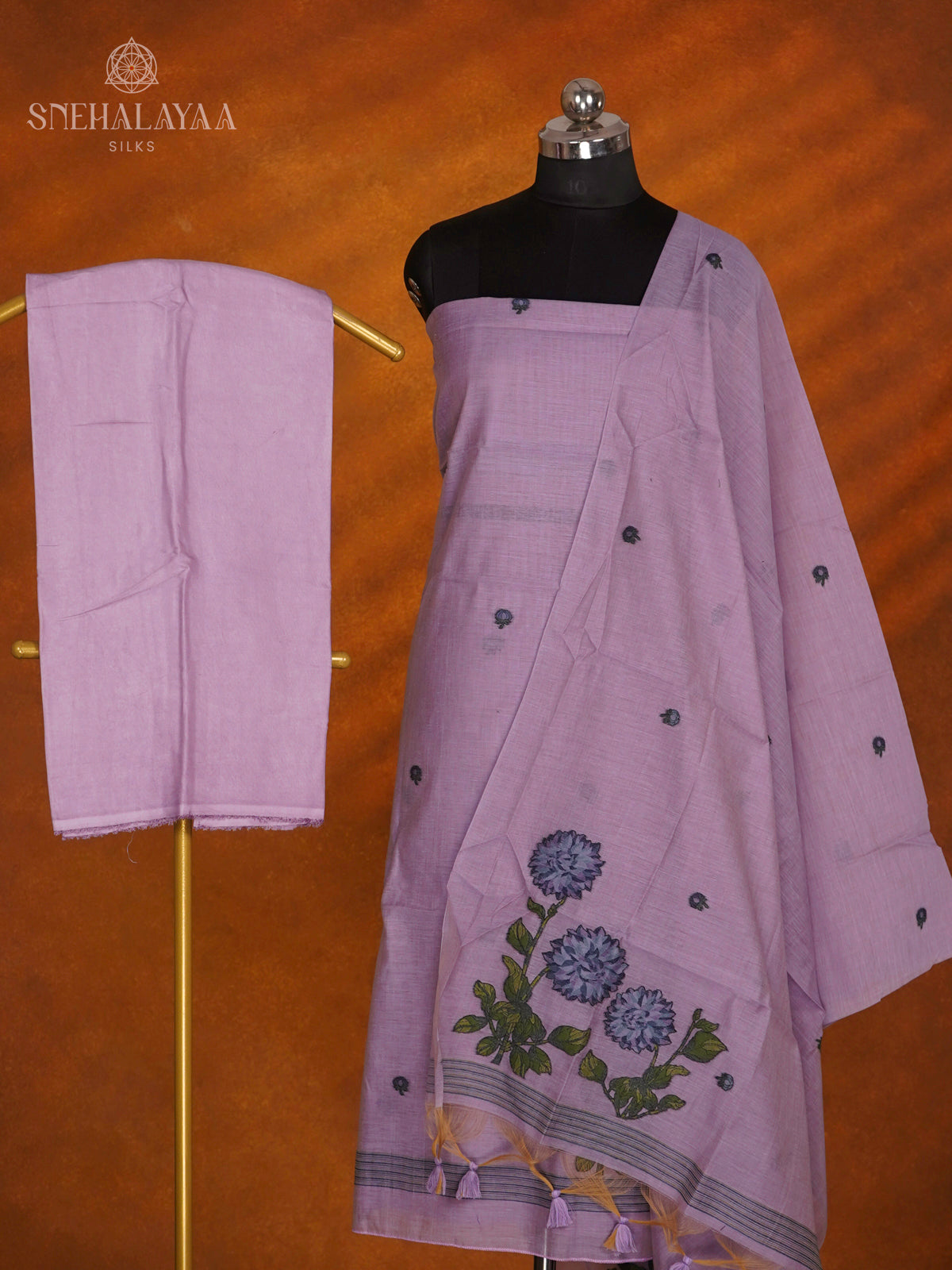 Purple Munga Cotton 3-Piece Salwar Suit Material