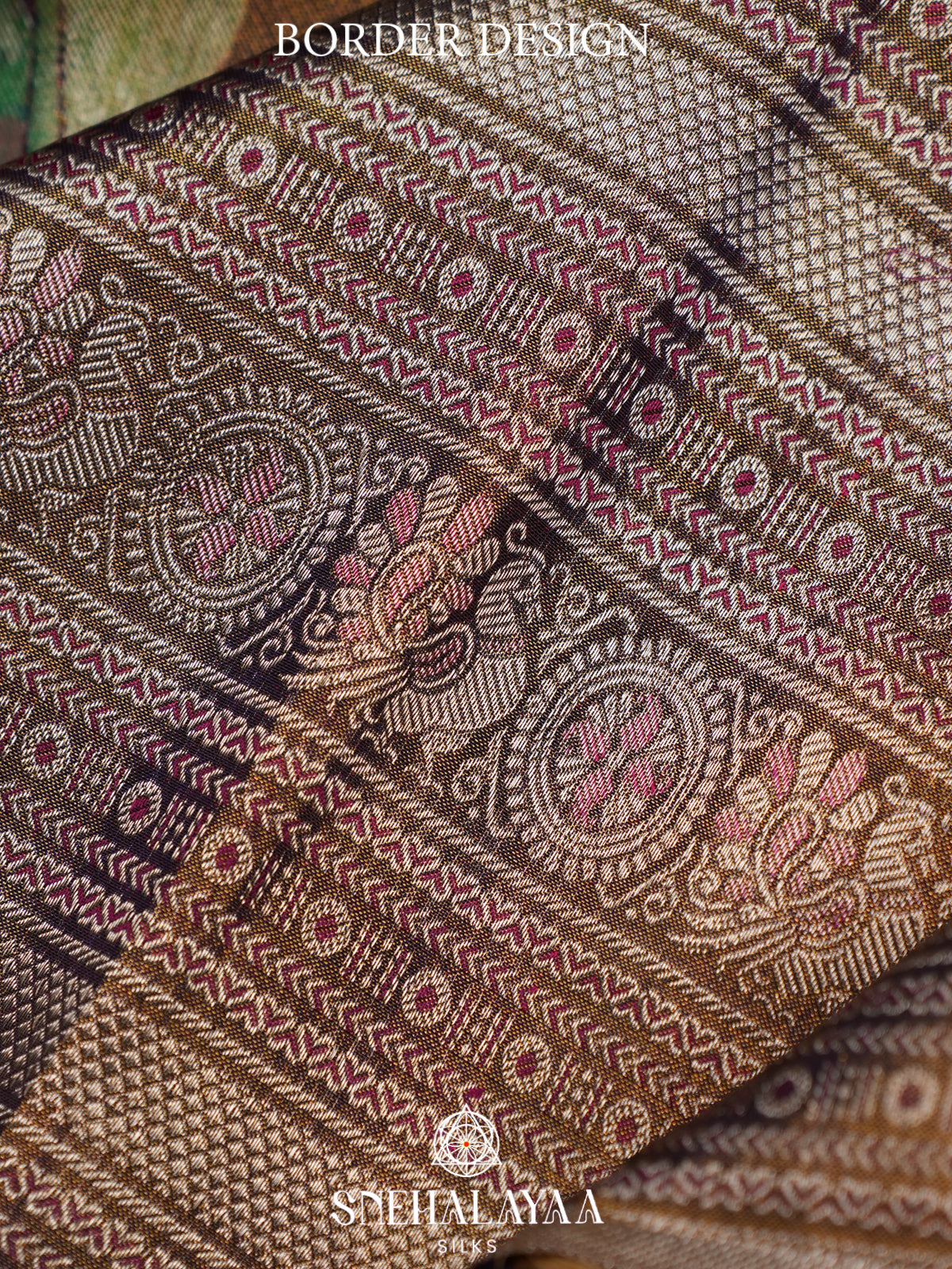 Brown Floral Kanchipuram Silk Saree with Rich Zari Pallu
