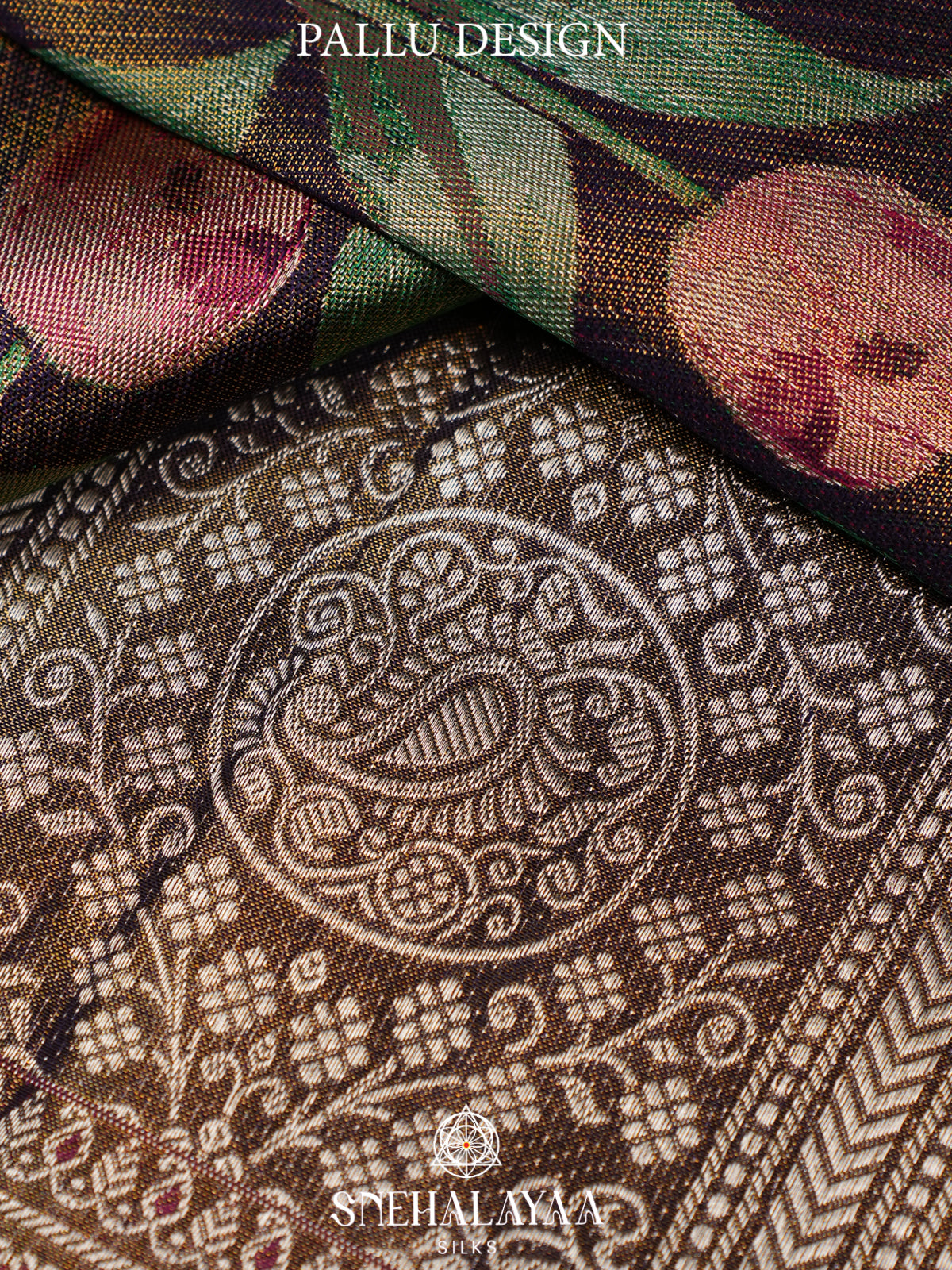 Brown Floral Kanchipuram Silk Saree with Rich Zari Pallu