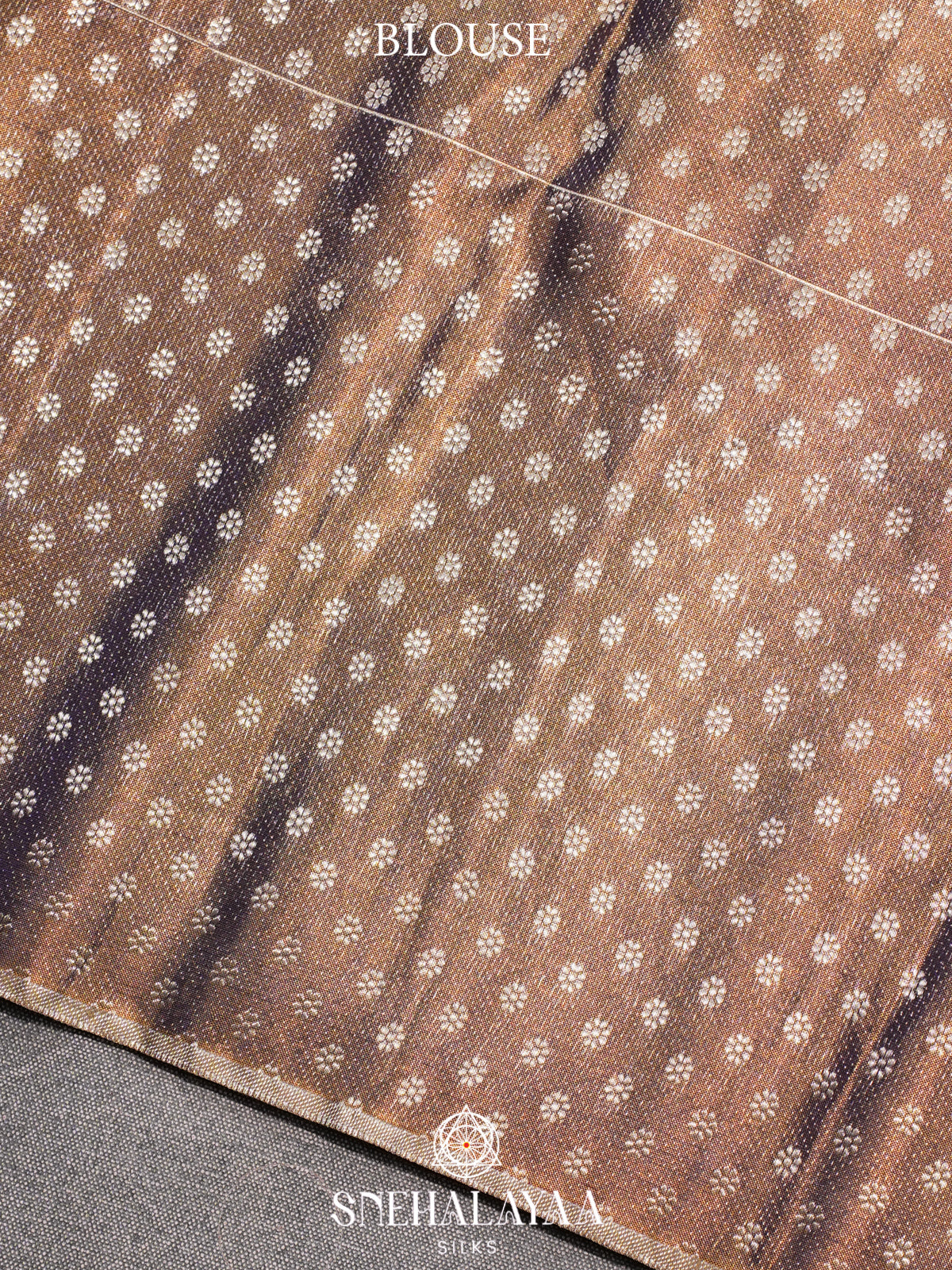 Brown Floral Kanchipuram Silk Saree with Rich Zari Pallu
