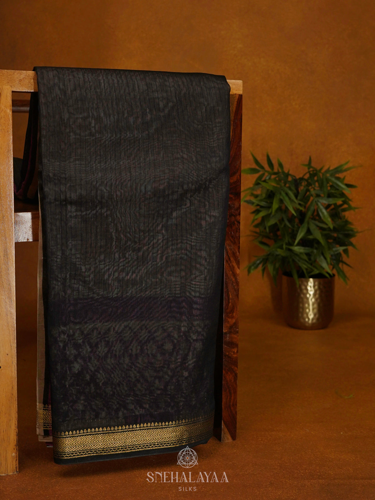 Black Chanderi Saree