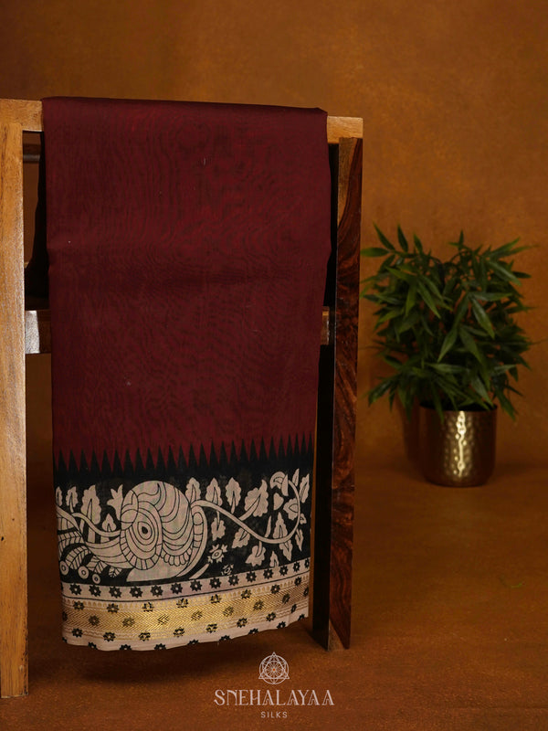 Maroon Chanderi Saree