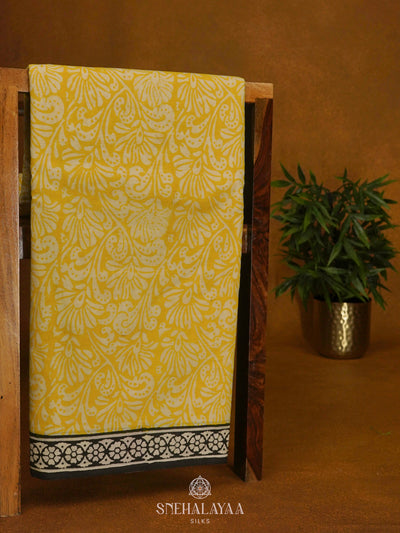 Yellow Jaipur Cotton Saree