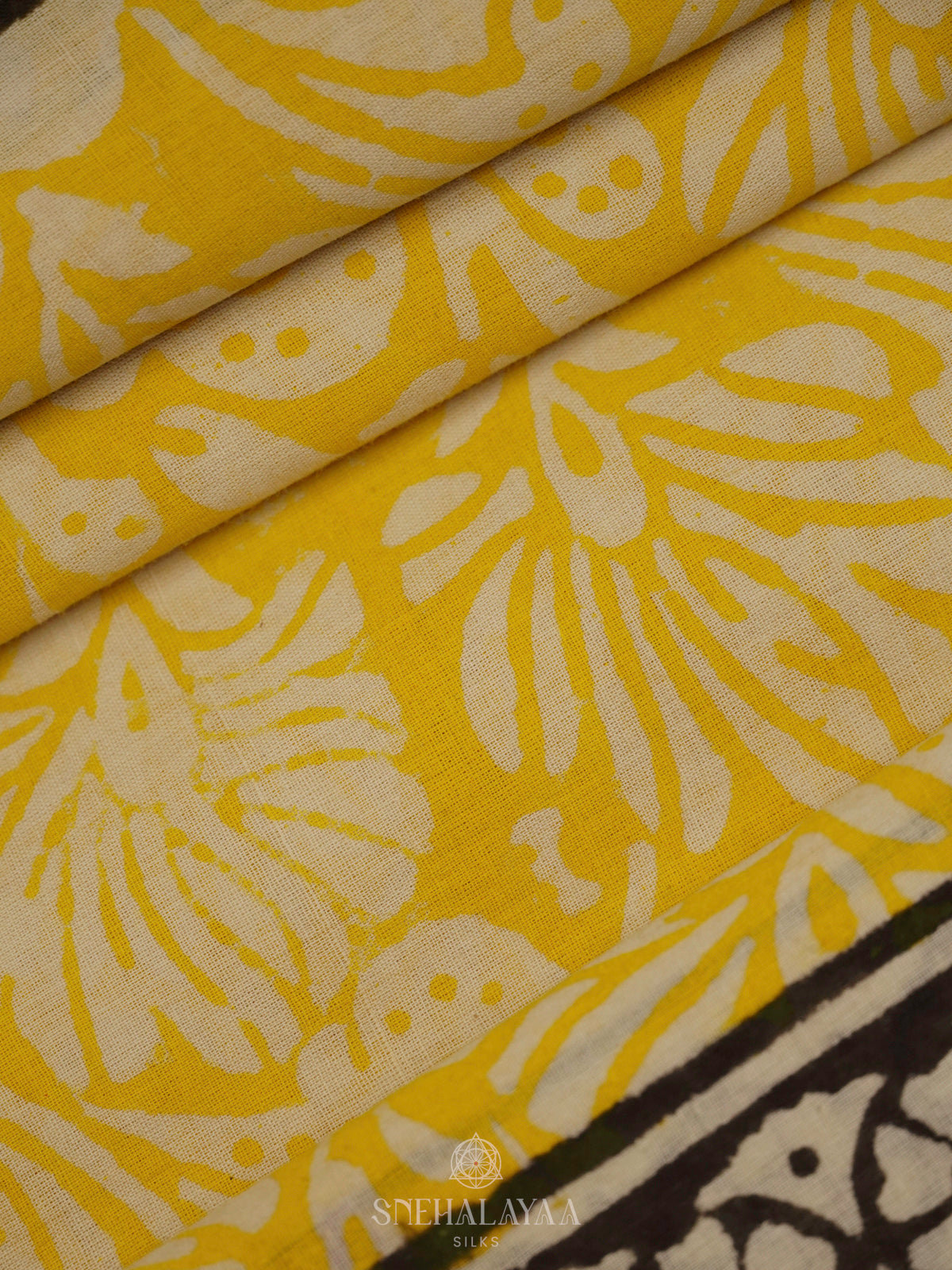 Yellow Jaipur Cotton Saree