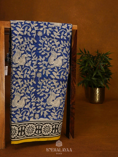 Blue Jaipur Cotton Saree