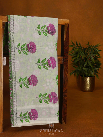 Green Jaipur Cotton Saree