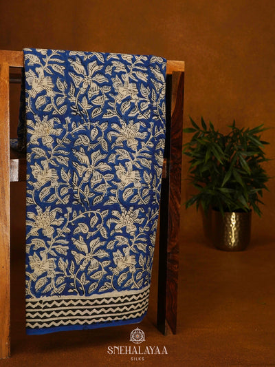 Navy Blue Jaipur Cotton Saree