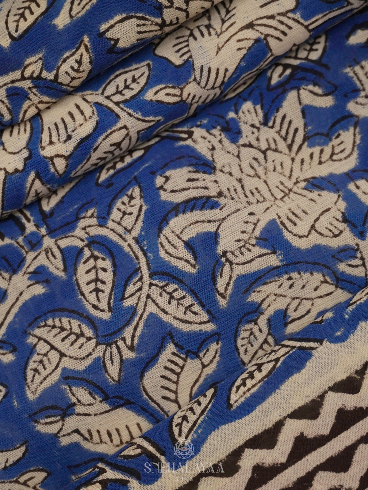 Navy Blue Jaipur Cotton Saree
